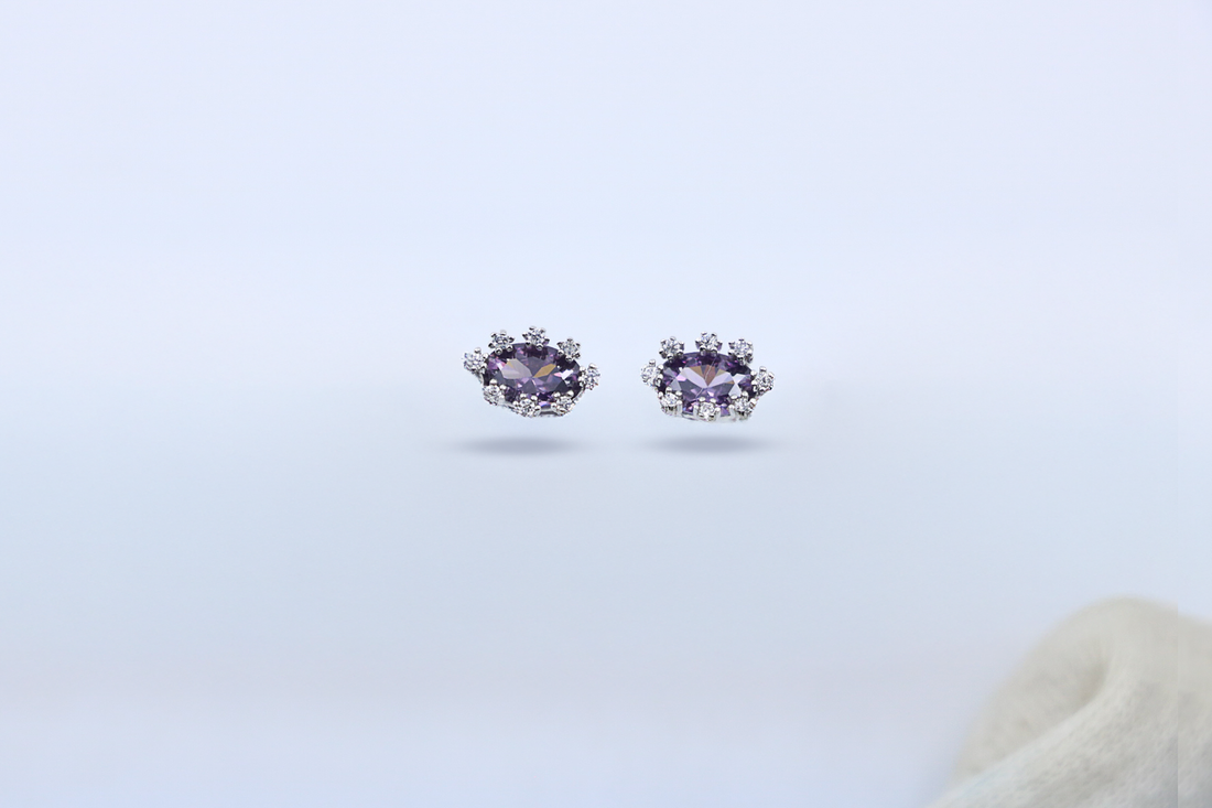 Purple Crown Studs