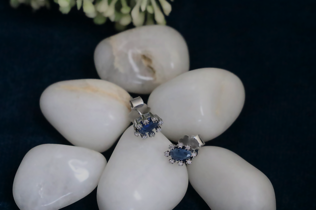 Blue Crown Studs