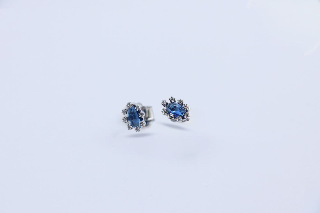 Blue Crown Studs