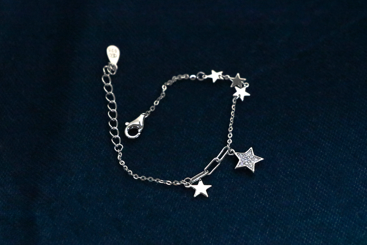 Stellar Drift Silver Bracelet (Thin wrist)