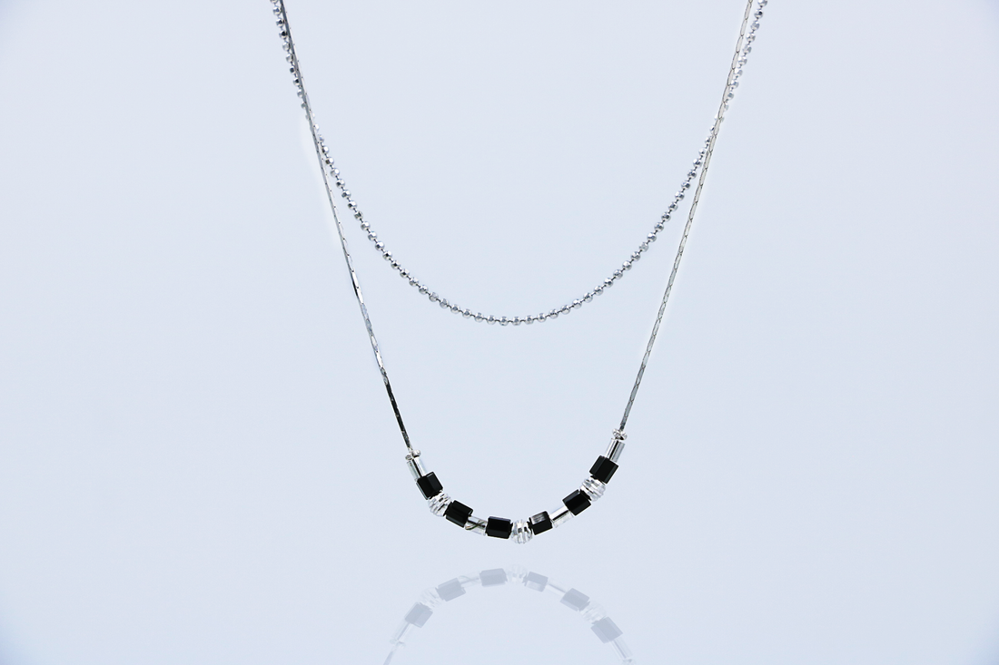 Onyx Duo Silver Chain