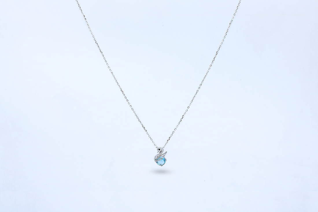 Sky blue Swan Pendant Chain
