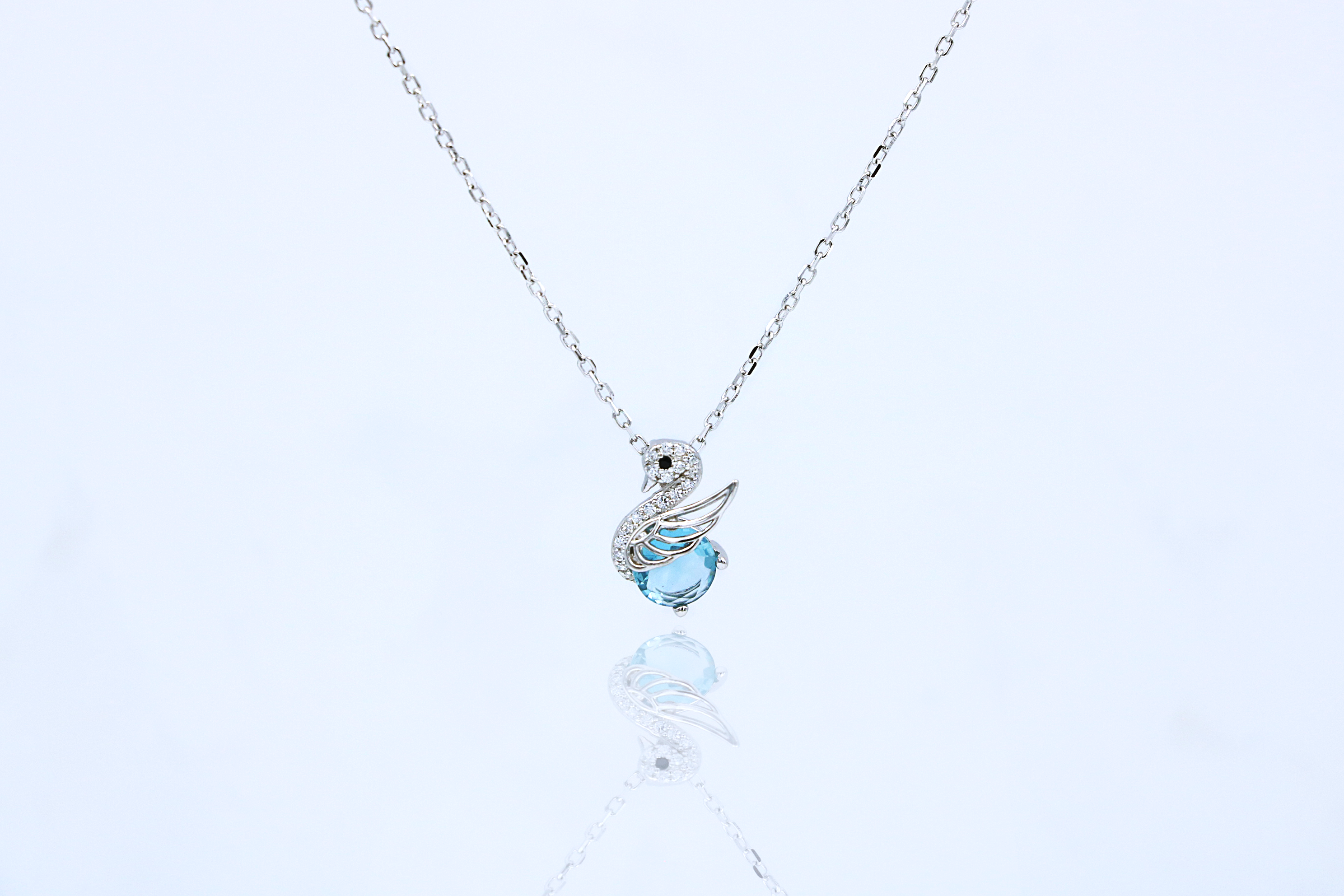 Sky blue Swan Pendant Chain