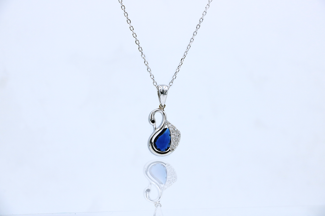Navy blue Swan Pendant Chain