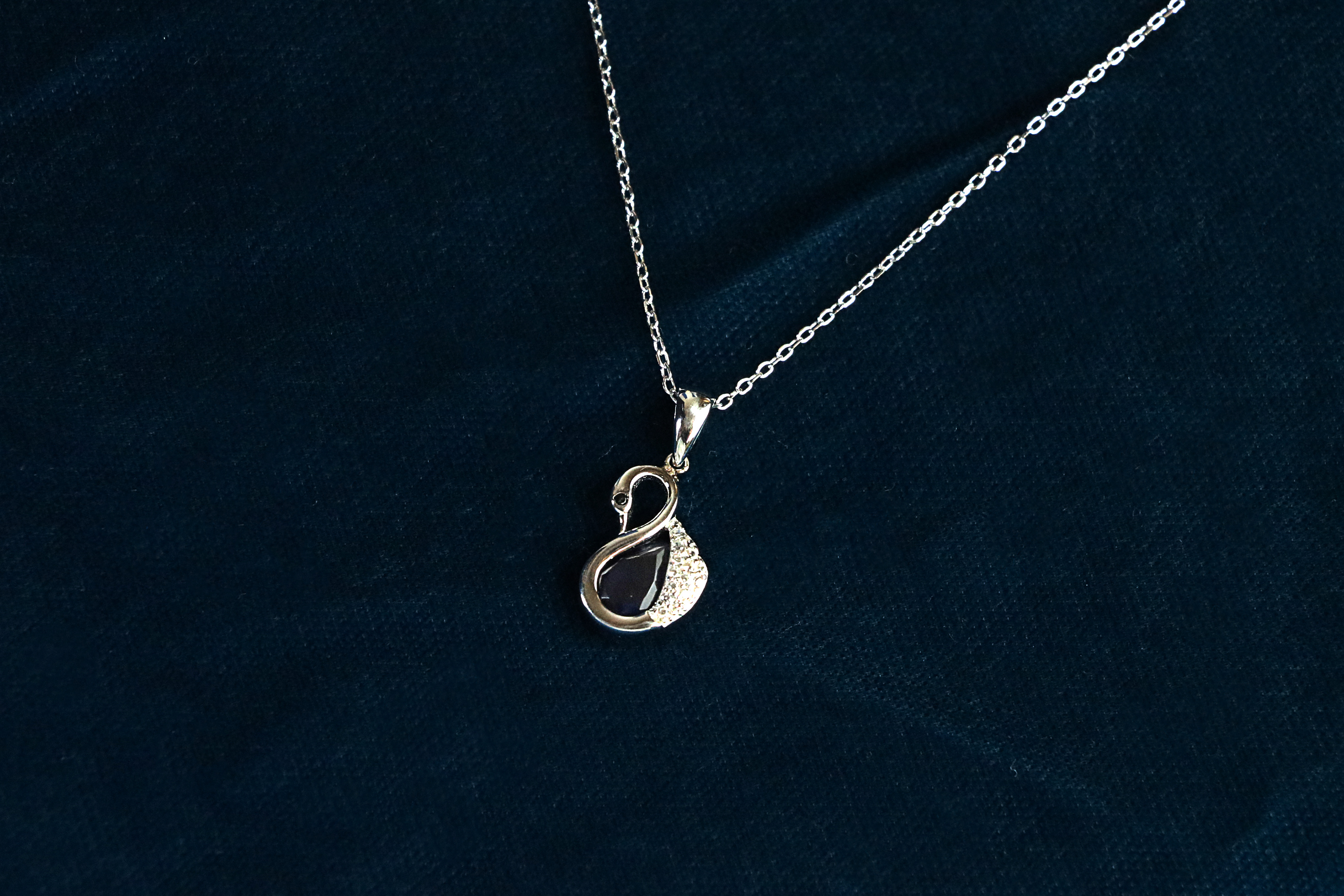 Navy blue Swan Pendant Chain