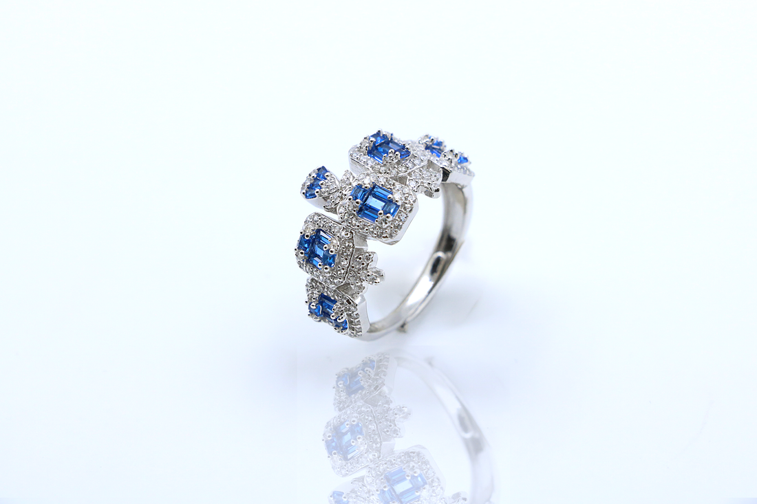 AzureBloom Adjustable Ring