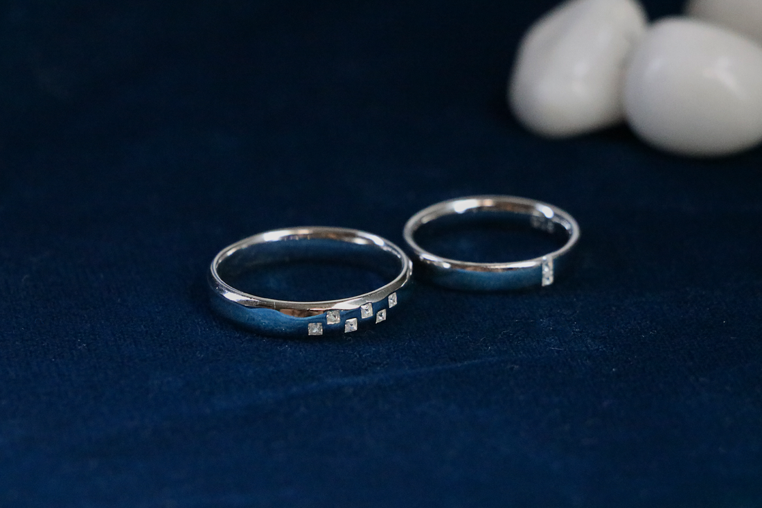 Square Spark Couple Rings