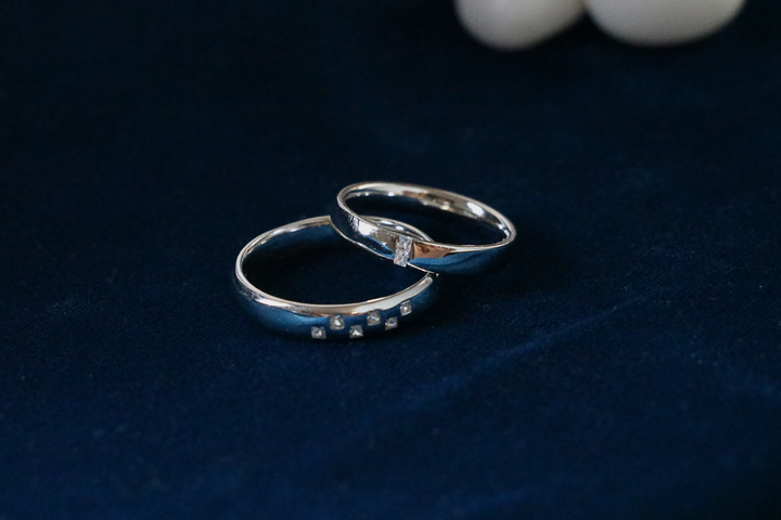 Square Spark Couple Rings