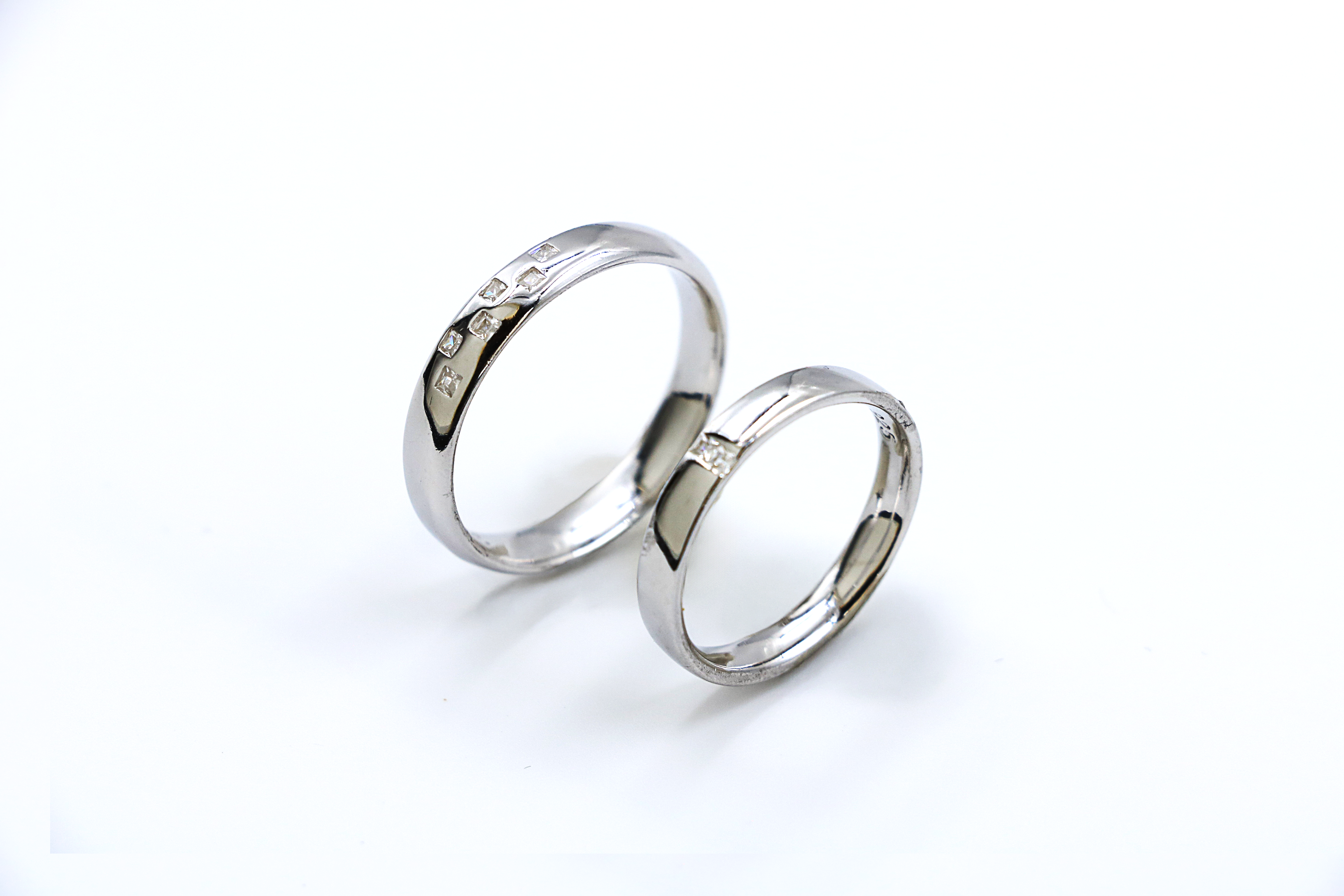 Square Spark Couple Rings