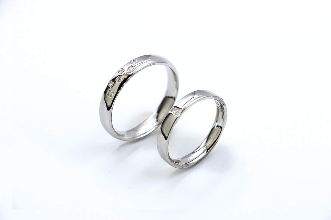 Square Spark Couple Rings
