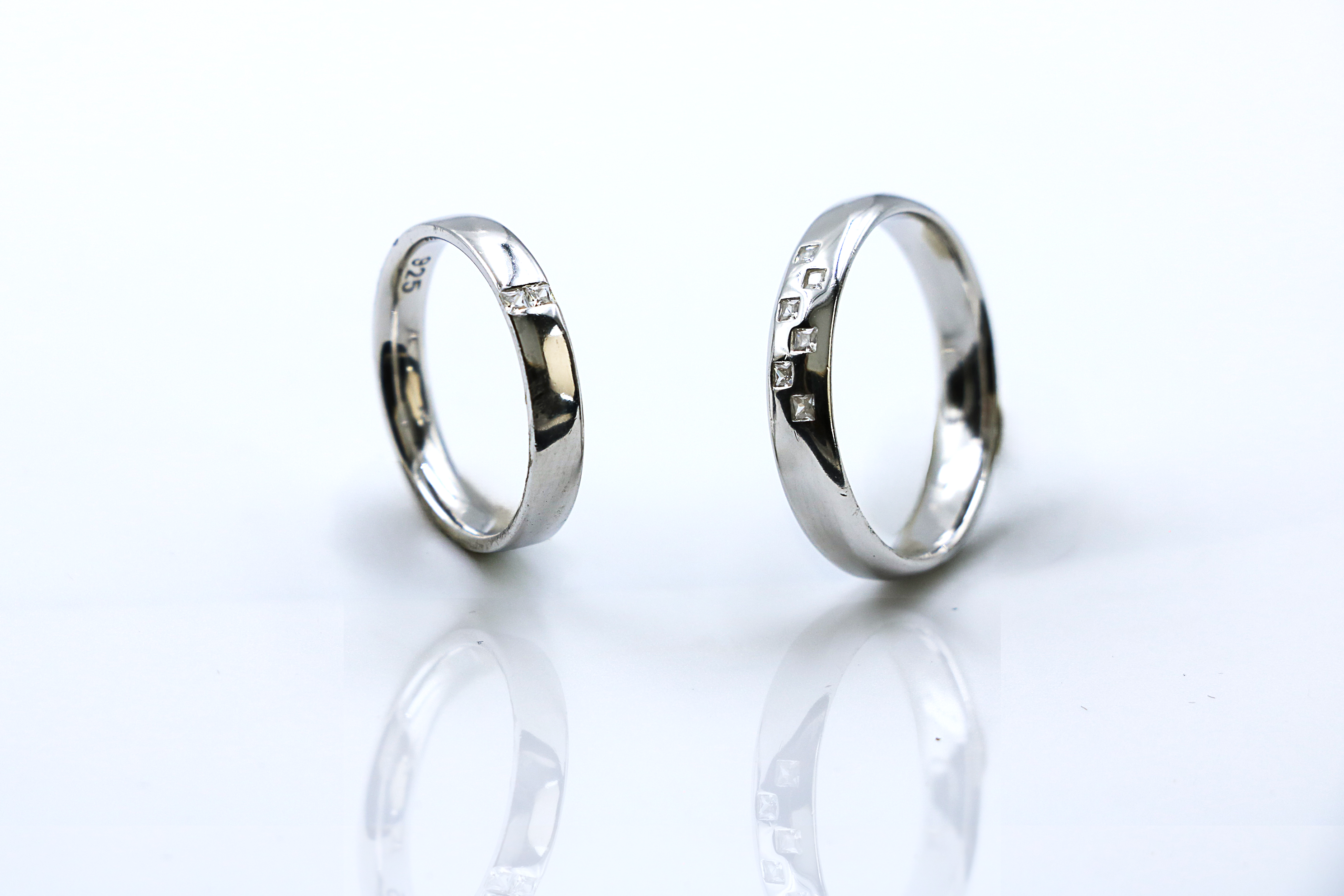 Square Spark Couple Rings
