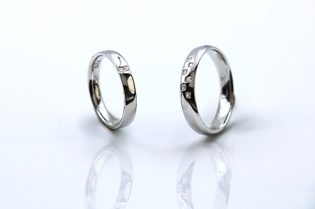 Square Spark Couple Rings