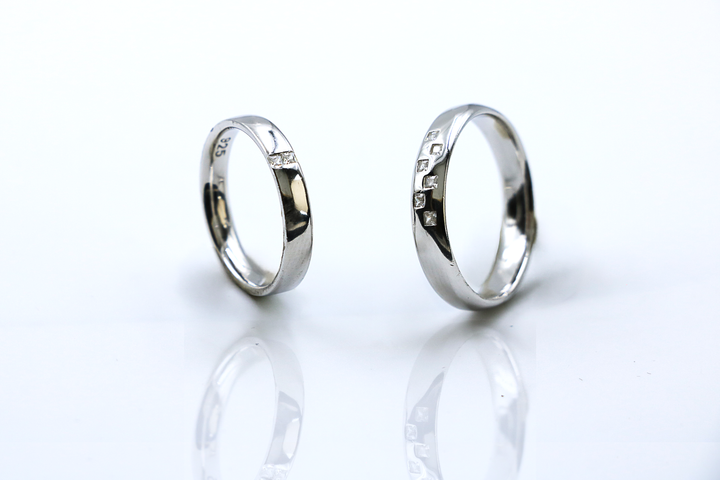 Square Spark Couple Rings