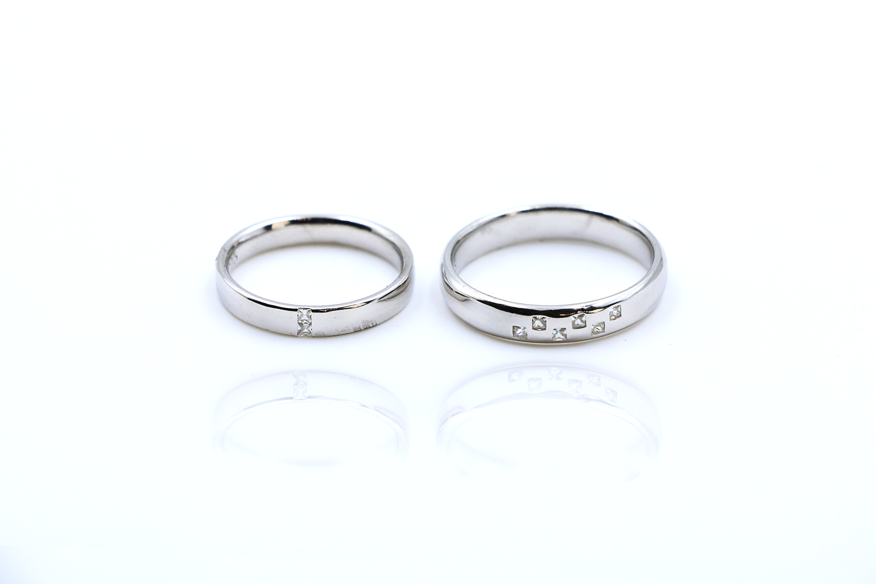 Square Spark Couple Rings