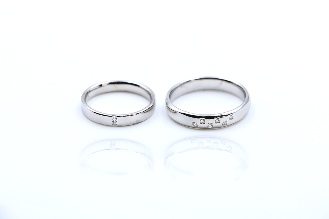 Square Spark Couple Rings